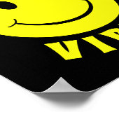Happy Yellow Face Good Vibes Black Poster (Ecke)