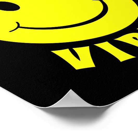 Happy Yellow Face Good Vibes Black Poster (Ecke)