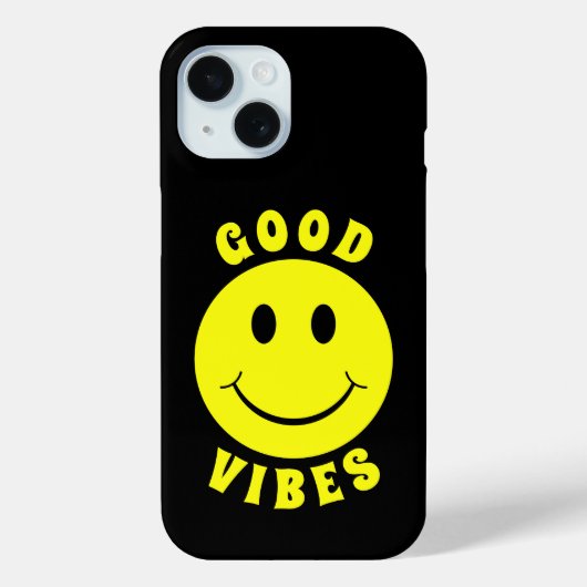 Happy Yellow Face Good Vibes Case-Mate iPhone Hülle (Rückseite)