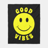Happy Yellow Face Good Vibes Fleecedecke (Vorderseite)