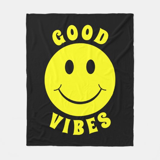 Happy Yellow Face Good Vibes Fleecedecke (Vorderseite)