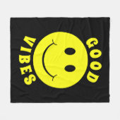 Happy Yellow Face Good Vibes Fleecedecke (Vorderseite (Horizontal))