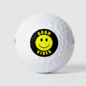 Happy Yellow Face Good Vibes Golfball (Vorderseite)
