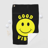 Happy Yellow Face Good Vibes Golfhandtuch (Insitu)