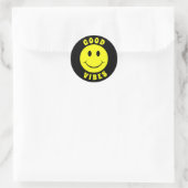 Happy Yellow Face Good Vibes Runder Aufkleber (Tasche)