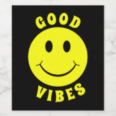 Happy Yellow Face Good Vibes Weinetikett (Einzelnes Label)