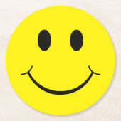 Happy Yellow Face Graphic Runder Pappuntersetzer (Vorderseite)