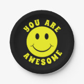 Happy Yellow Face Sie sind Phantastisch Pappteller (Vorderseite)