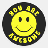 Happy Yellow Face Sie sind Phantastisch Runder Aufkleber (Vorderseite)