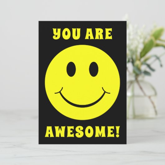 Happy Yellow Face Sie sind Phantastische Karte (Stehend Vorderseite)