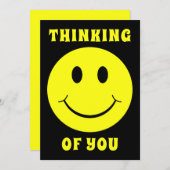 Happy Yellow Face Thinking of You Card Dankeskarte (Vorne/Hinten)