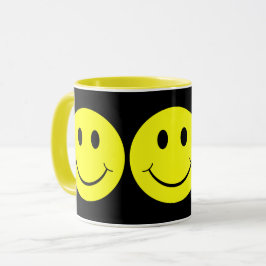 Happy Yellow Faces Black Tasse
