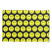 Happy Yellow Faces Pattern Schwarz Kissenbezug (Rückseite)