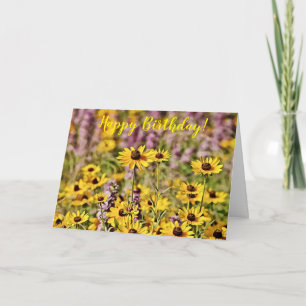 Happy Yellow Flowers Wildblume Geburtstagkarte Karte