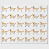 Happy Yellow Golden Retriever Cartoon Dog Muster Geschenkpapier (Flach)