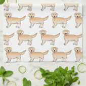 Happy Yellow Golden Retriever Cartoon Dog Muster Geschirrtuch (Gefaltet)