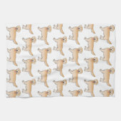 Happy Yellow Golden Retriever Cartoon Dog Muster Geschirrtuch (Horizontal)
