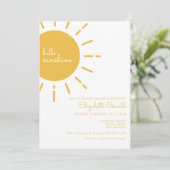 Happy Yellow Hello Sunshine Baby Dusche Einladung (Stehend Vorderseite)