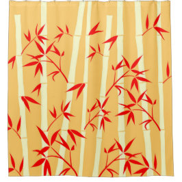 Happy Yellow Red Bamboo Pflanze Light Duschvorhang