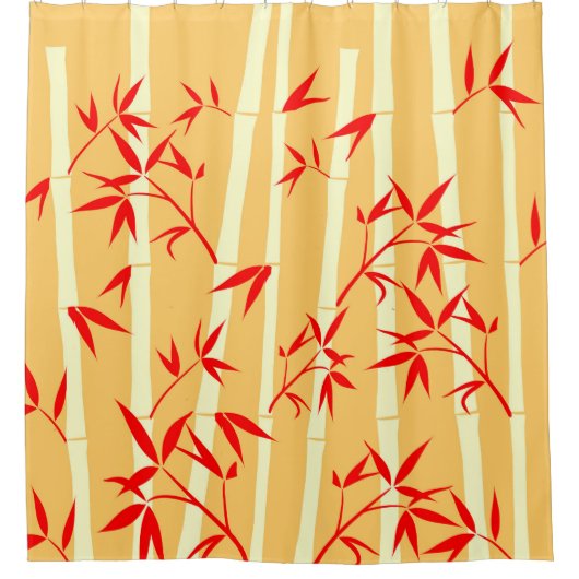 Happy Yellow Red Bamboo Pflanze Light Duschvorhang (Vorderseite)