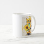 Happy Yellow Robot mit Sonnenblume Kaffeetasse (VorderseiteRechts)