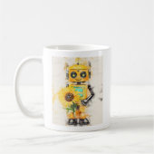 Happy Yellow Robot mit Sonnenblume Kaffeetasse (Links)