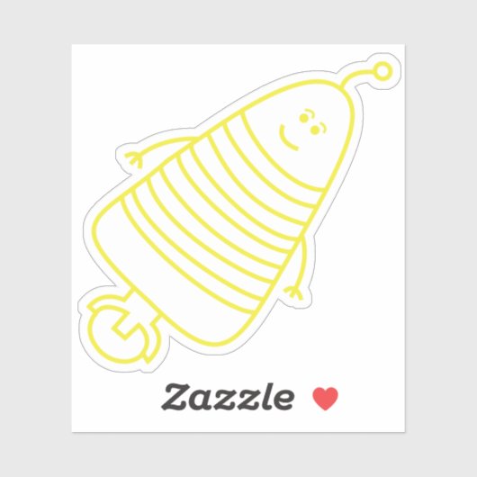 Happy Yellow Robot Sticker (Blatt)