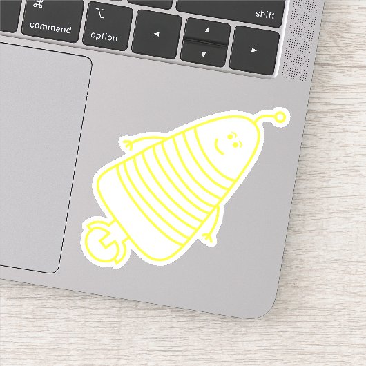 Happy Yellow Robot Sticker (Detail)