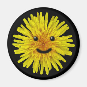 Happy Yellow Summer Dandelion Blume auf einer beli Magnet