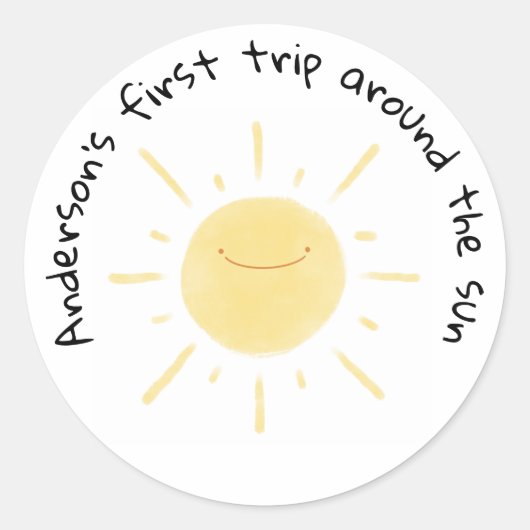 Happy Yellow Sun Gender Neutral Party Runder Aufkleber (Vorderseite)