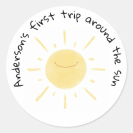 Happy Yellow Sun Gender Neutral Party Runder Aufkleber