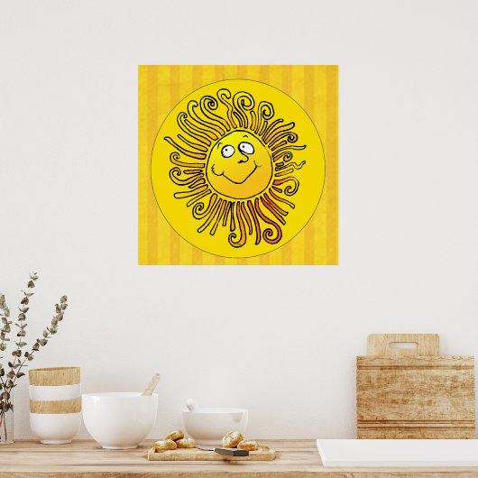 Happy Yellow Sun Lächeln Poster (Küche)