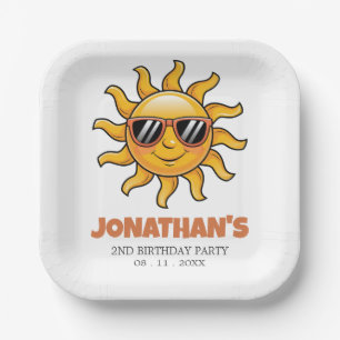 Happy Yellow Sun mit Sonnenbrille Geburtstagsparty Pappteller