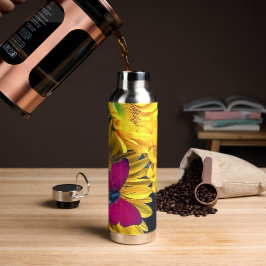 Happy Yellow Sunblumen mit Butterfly Trinkflasche