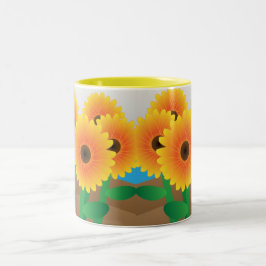Happy Yellow Sunblumen Zweifarbige Tasse