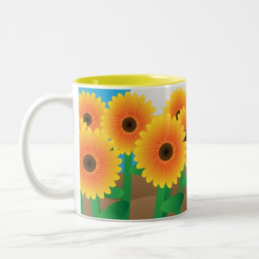 Happy Yellow Sunblumen Zweifarbige Tasse (Links)