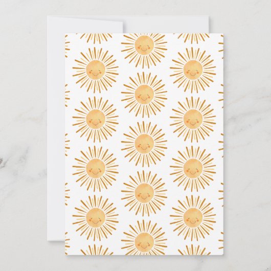 Happy Yellow Sunshine Boho Baby Shower Einladung (Rückseite)