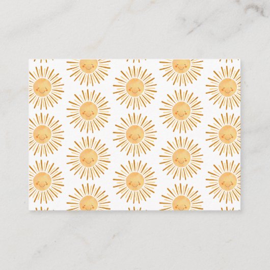 Happy Yellow Sunshine Boho Books for Baby Shower Begleitkarte (Rückseite)