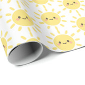Happy Yellow Sunshine mit einem lächelnden Gesicht Geschenkpapier (Rolleneckpunkt)