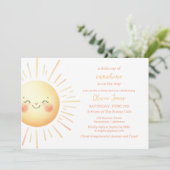 Happy Yellow Sunshine Niedlich Boho Baby Shower Einladung (Stehend Vorderseite)