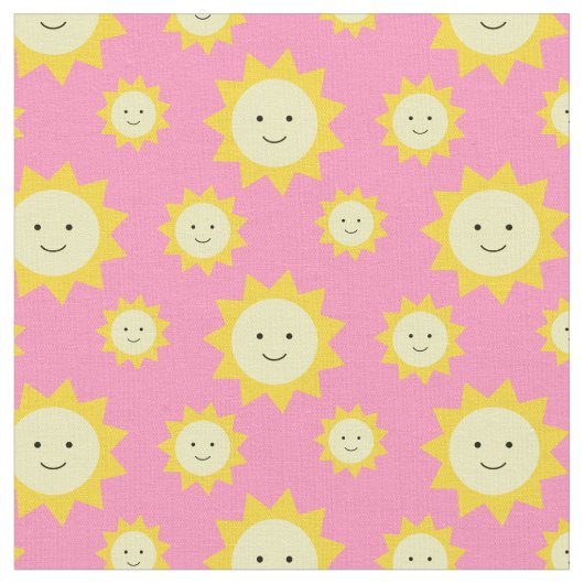 Happy Yellow Sunshine Rosa Hintergrund Stoff (Nahaufnahme)