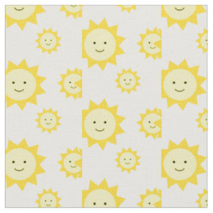Happy Yellow Sunshine Weißer Hintergrund Stoff