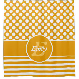 Happy Yellow & White Name Geometric Pattern Duschvorhang