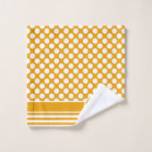 Happy Yellow & White Named Polka Dot Badhandtuch Set (Waschlappen)
