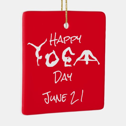 Happy Yoga Day Ornament mit Namen (Rechts)