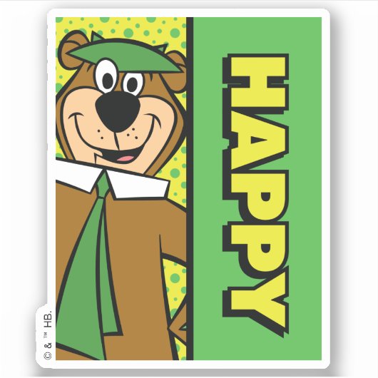 Happy Yogi Bear Aufkleber (Vorderseite)