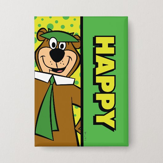Happy Yogi Bear Button (Vorderseite)