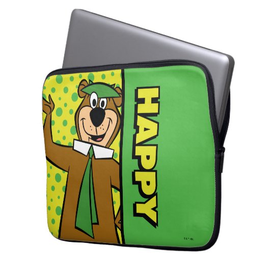 Happy Yogi Bear Laptopschutzhülle (Vorderseite Links)