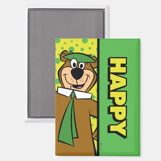 Happy Yogi Bear Magnet (Vorderseite/Rückseite)