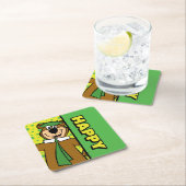 Happy Yogi Bear Rechteckiger Pappuntersetzer (Vor Ort)